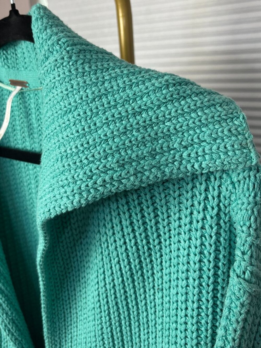 ☀️ Free People Swim Too Deep Chunky Knit Cardigan Turquoise S NWOT - Picture 4 of 9